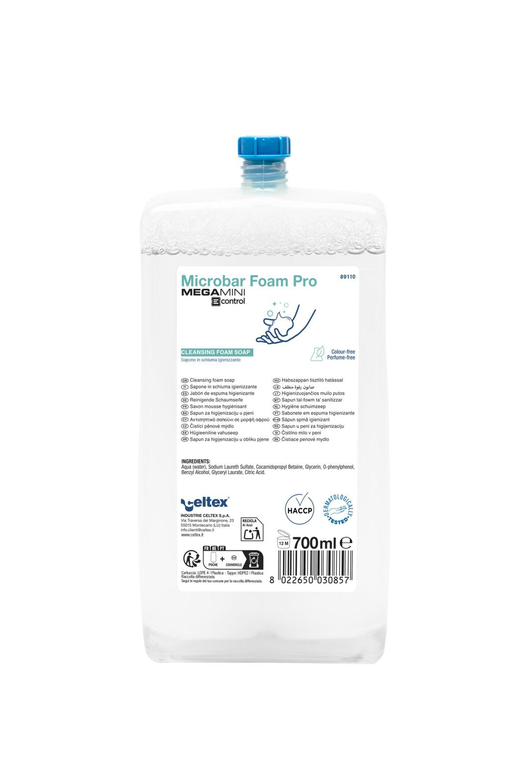 Celtex E-Control System Schaumseife Microbar Pro transparent – 6 Kartuschen à 700 ml (Karton)