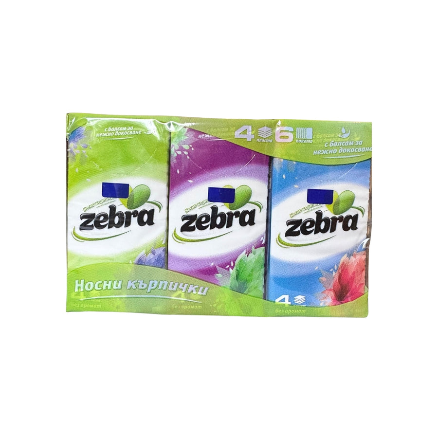 ZEBRA tissues 4-ply, 9 per pack (21x21 cm), 6 packs