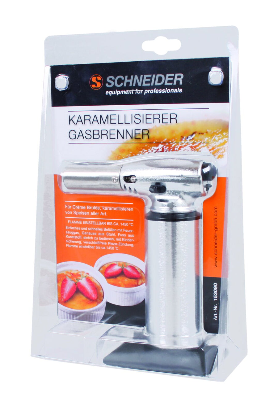 Schneider gas torch / caramelizer, steel housing, plastic base