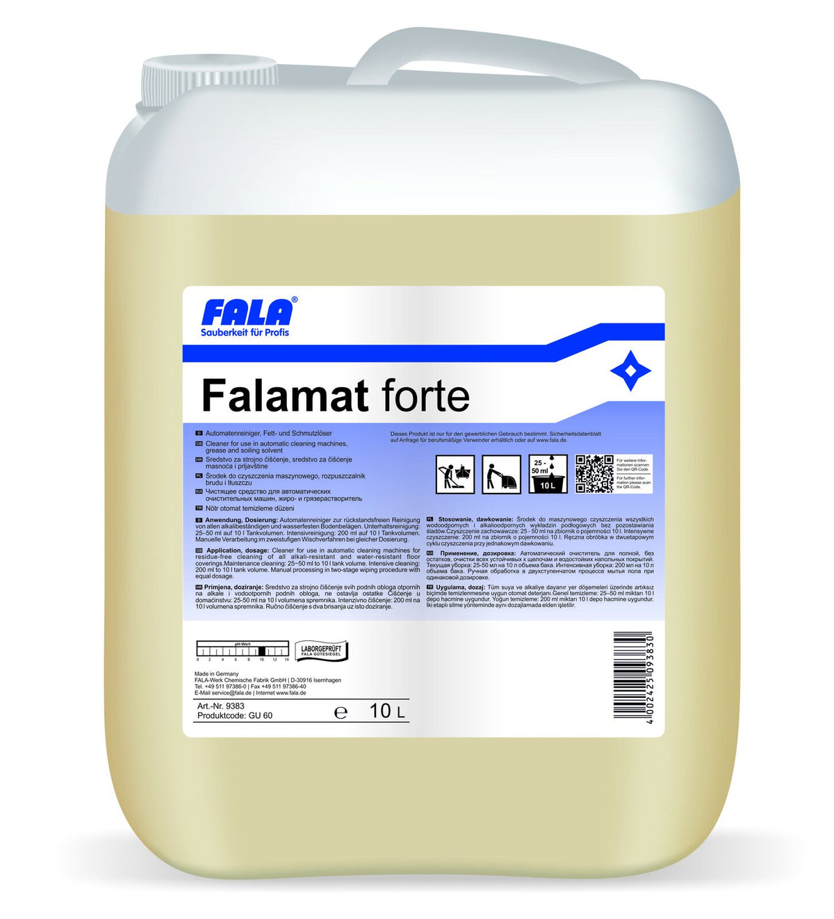 FALA Falamat Forte алкален почистващ препарат за автомати, 10 л – туба