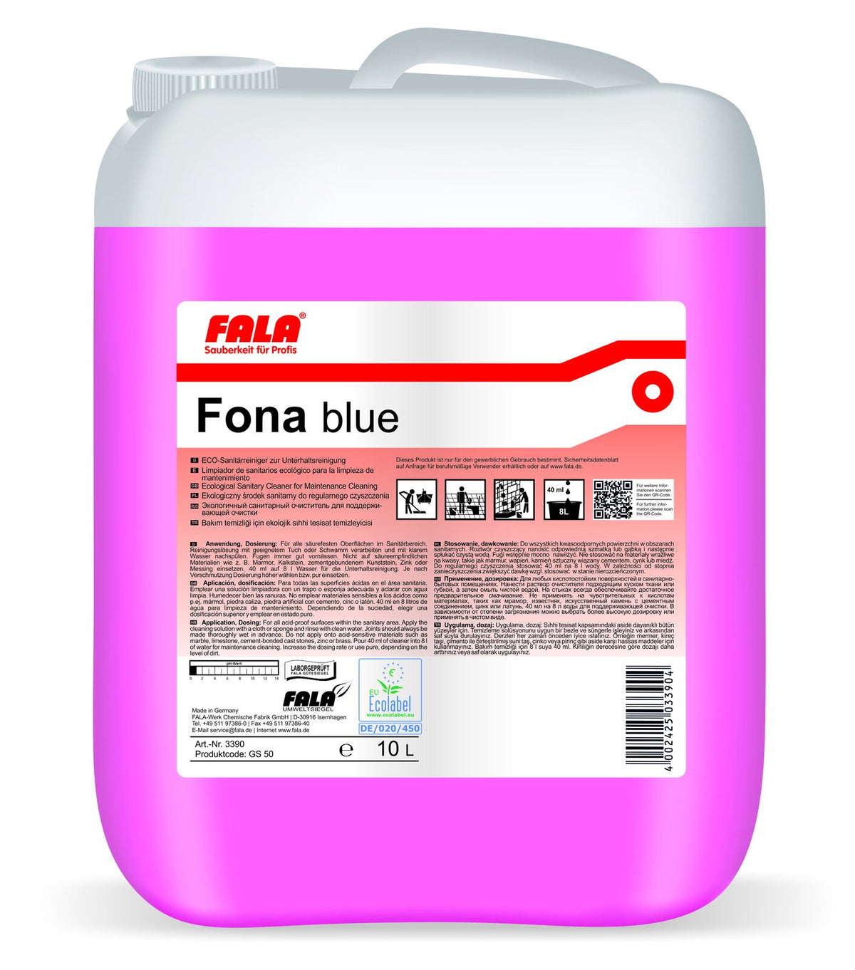 FALA Fona Blue ECO Почистващ препарат за санитария 10 л – туба