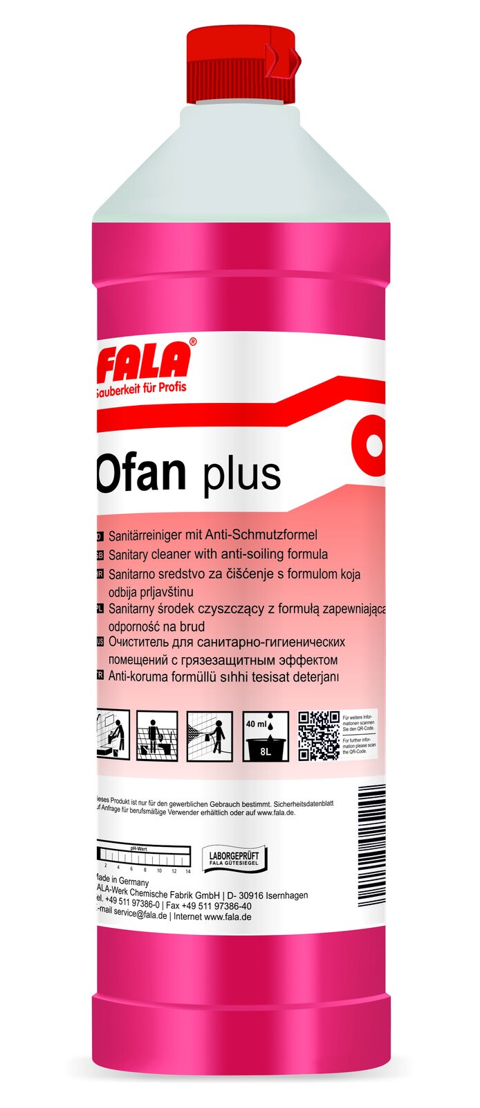 FALA Ofan Plus Препарат за почистване на санитария против замърсявания 1 л – бутилка