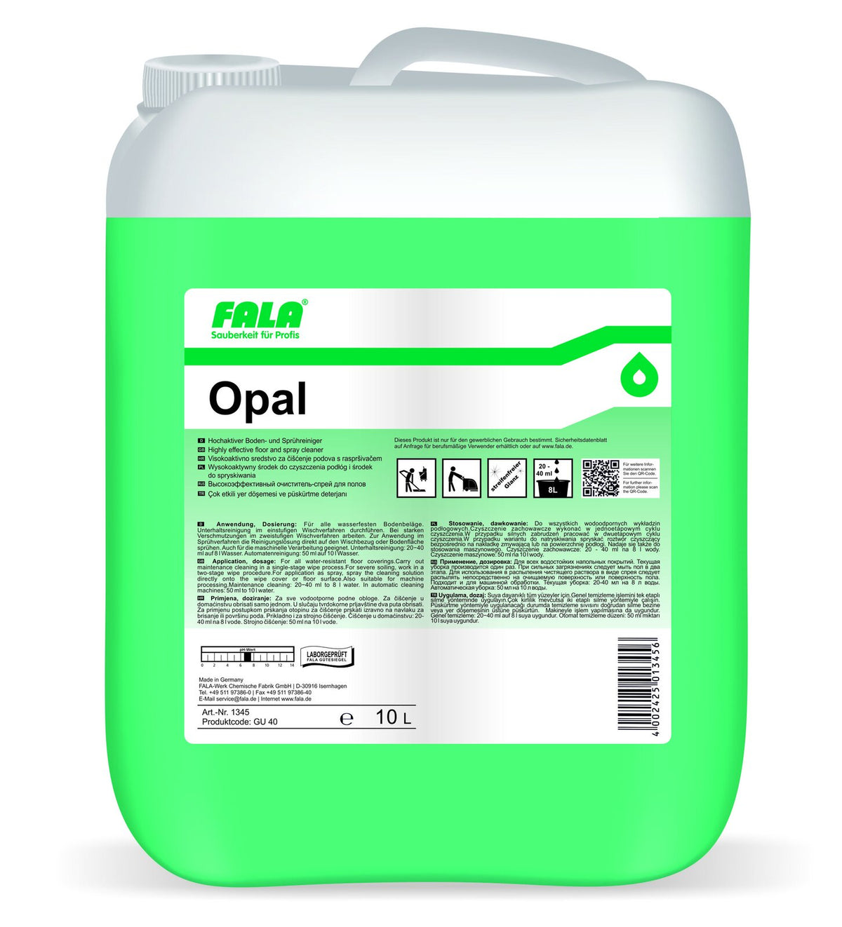 FALA Opal препарат за почистване на подове спрей 10 л – туба