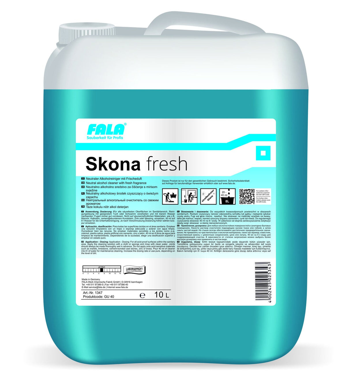 FALA Skona Fresh Алкохолен почистващ препарат за повърхности 10 л – туба