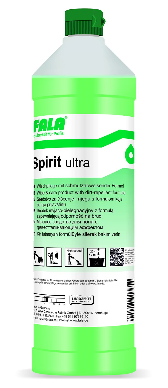 FALA Spirit Ultra почистващ препарат за под, поддържащ, 1 л – бутилка