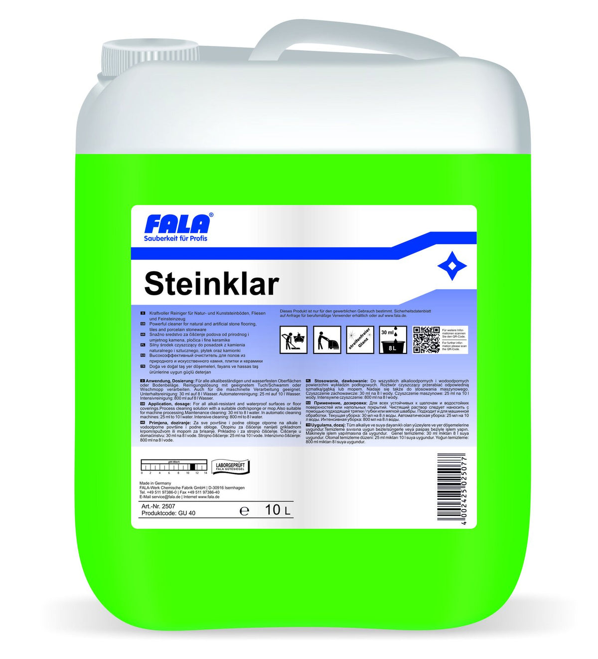 FALA Steinklar почистващ препарат за камък, силно почистващ, 10 л – туба