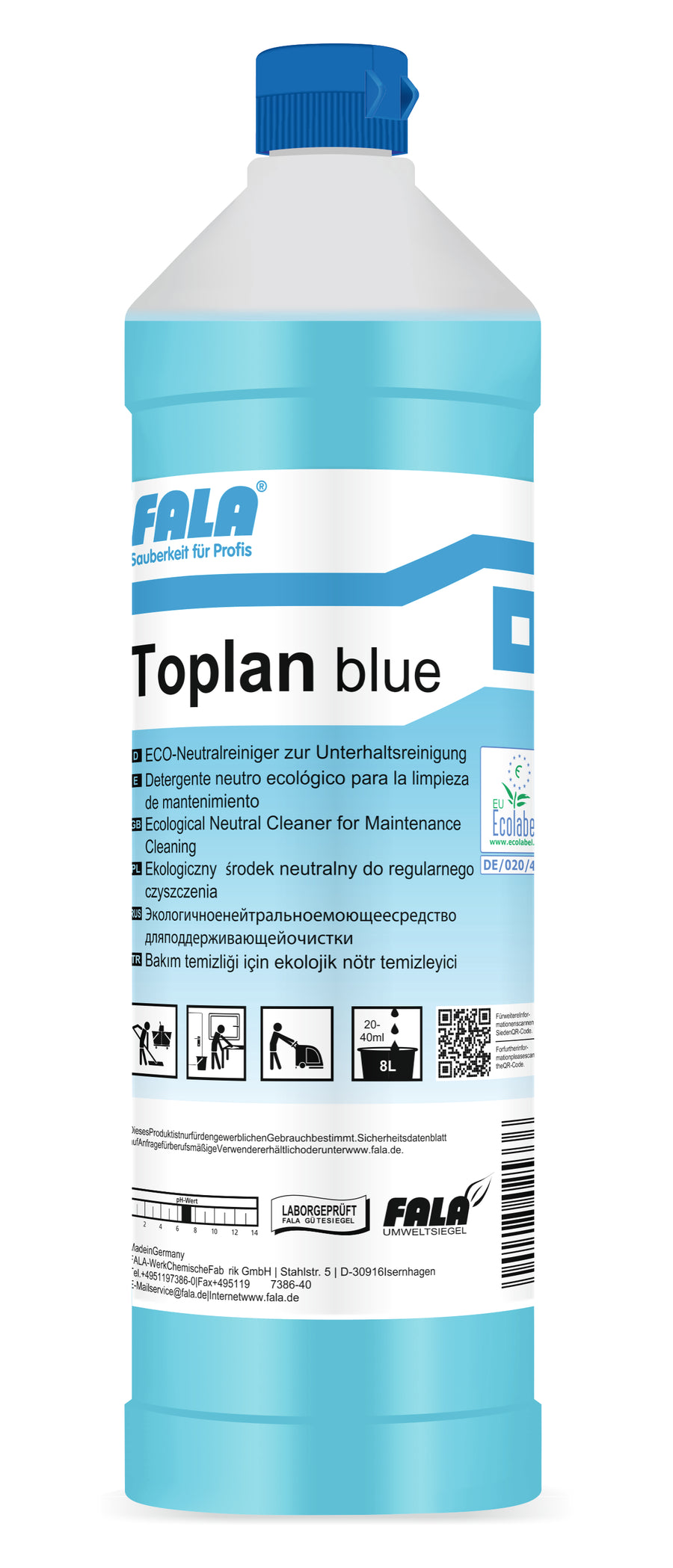 FALA Toplan Blue ECO Neutralreiniger 1 L – Flasche