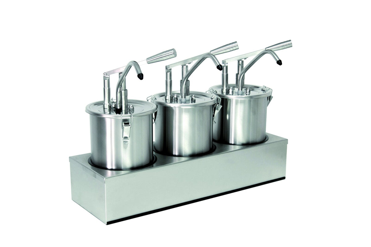 Schneider lever-operated dispenser, stainless steel, 600 x 200 x 440 mm - 3 x 4.5 L