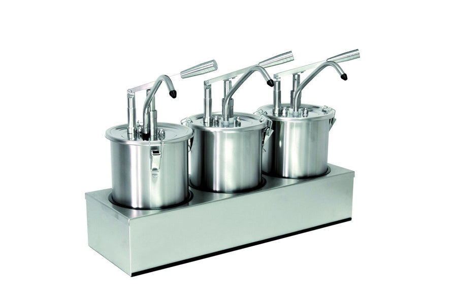 Schneider lever-operated dispenser, stainless steel, 600 x 200 x 440 mm - 3 x 4.5 L