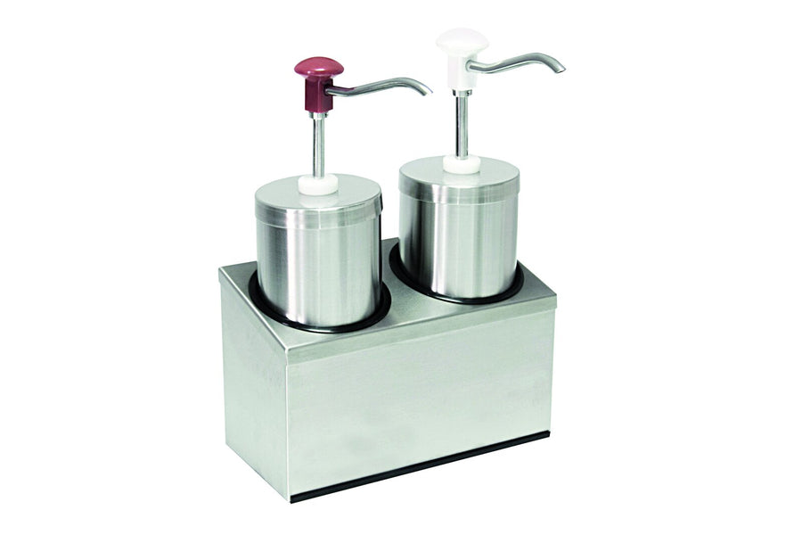 Schneider Druckknopf Dosierspender, Edelstahl, 290 x 140 x 410 mm - 2 x 2,2 L