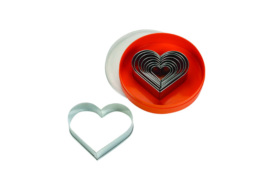 Schneider heart-shaped cutter set, plain, 9-piece, stainless steel, material thickness: 0.4