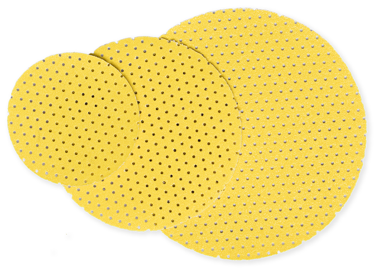 JÖST Superpad P gelb Ø 50–150 mm Klett-Schleifscheiben – Körnung P40–P280 | Größen & Körnungen wählbar