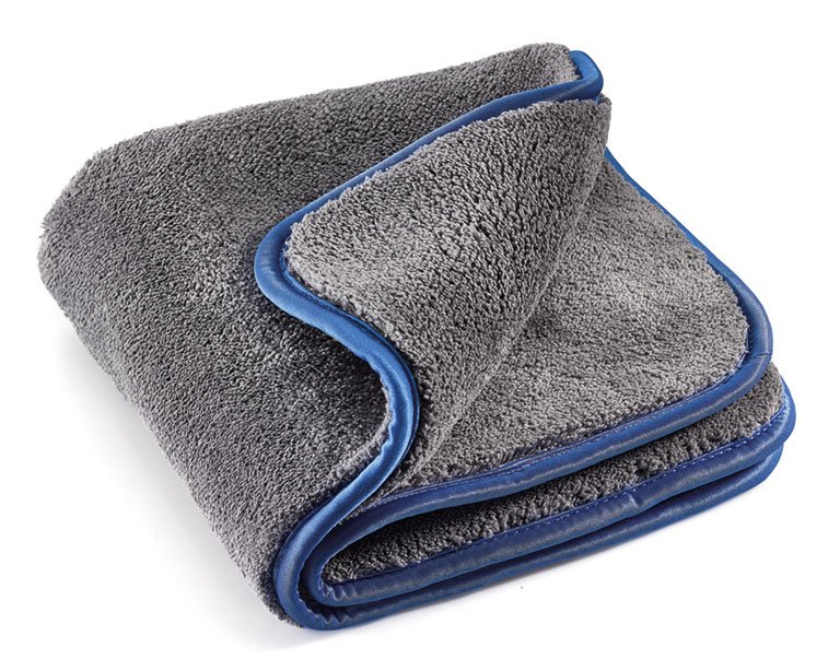 Mega Clean Mikrofasertuch Mega Flausch Plus grau/blau, 40 x 40 cm – Profi Trockentuch Auto extra dick 1200g