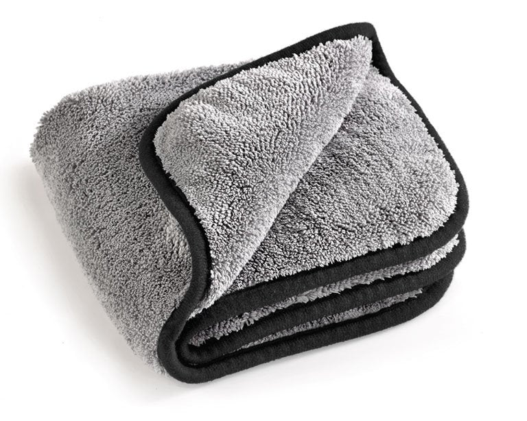 Mega Clean Mikrofasertuch Mega Flausch grau/schwarz, 40 x 40 cm – Profi Trockentuch Auto Poliertuch flauschig