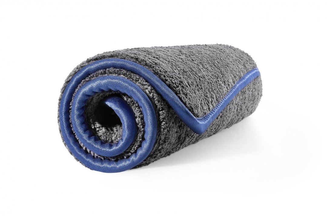 Mega Clean Mikrofasertuch Mega Flausch Plus grau/blau, 40 x 40 cm – Profi Trockentuch Auto extra dick 1200g