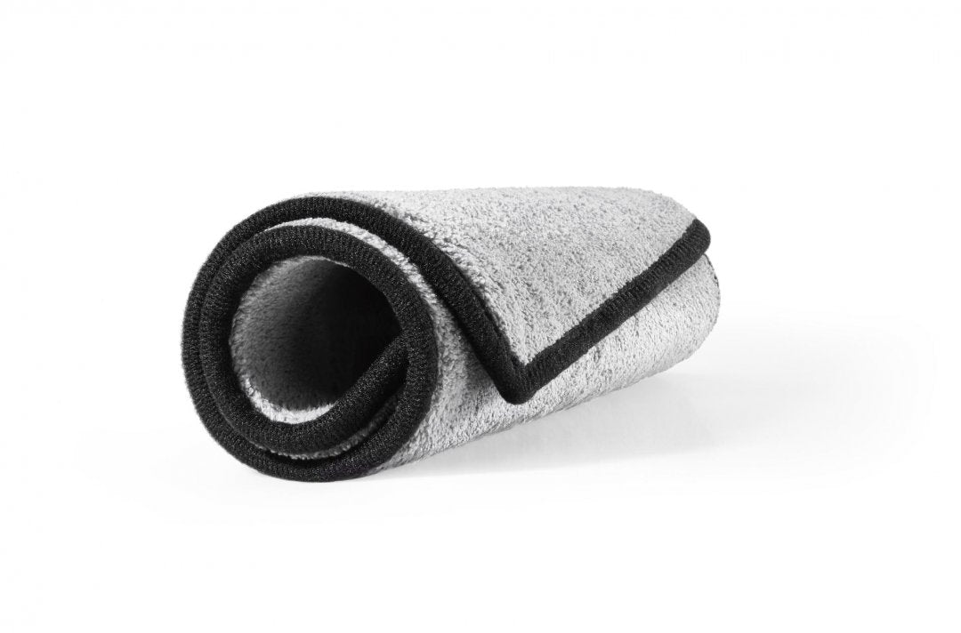 Mega Clean Mikrofasertuch Mega Flausch grau/schwarz, 40 x 40 cm – Profi Trockentuch Auto Poliertuch flauschig