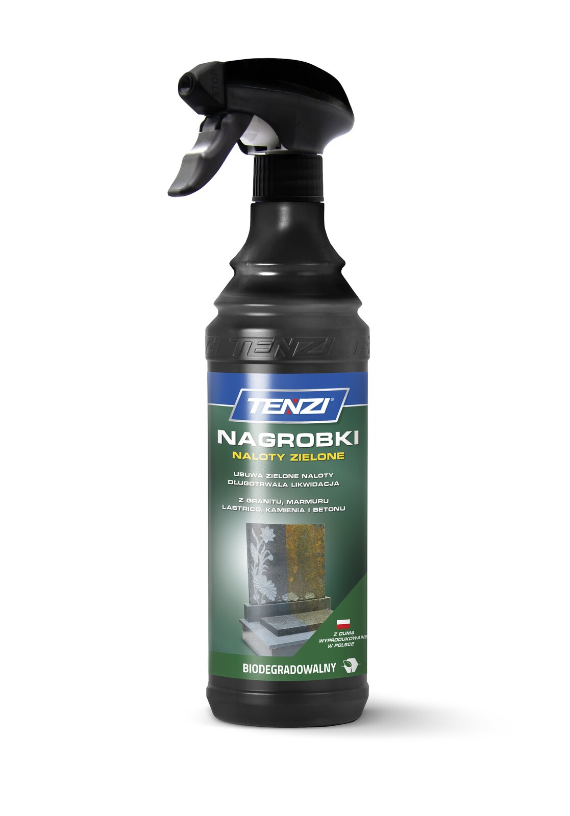 Tenzi Grünbelag-Entferner (Nagrobki Naloty Zielone) Grabsteinreiniger 600 ml – Sprühflasche