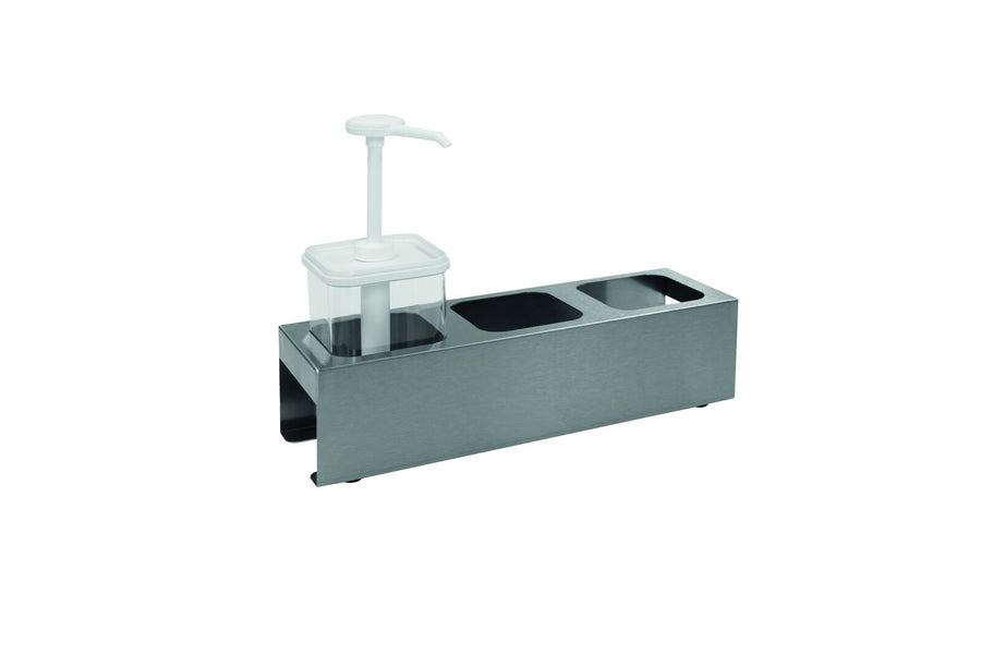 Schneider stand for push-button dispenser, stainless steel, 400 x 130 x 100 mm