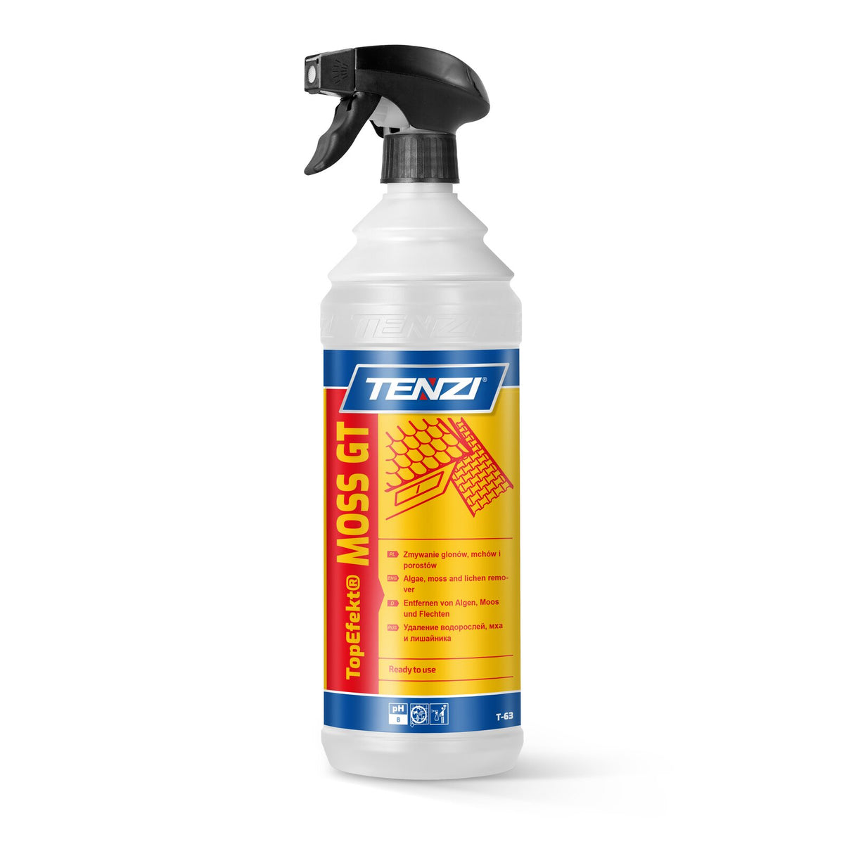 Tenzi TopEfekt MOSS GT Fassadenreiniger gegen Moos und Algen gebrauchsfertig 1 L – Flasche mit Sprühkopf
