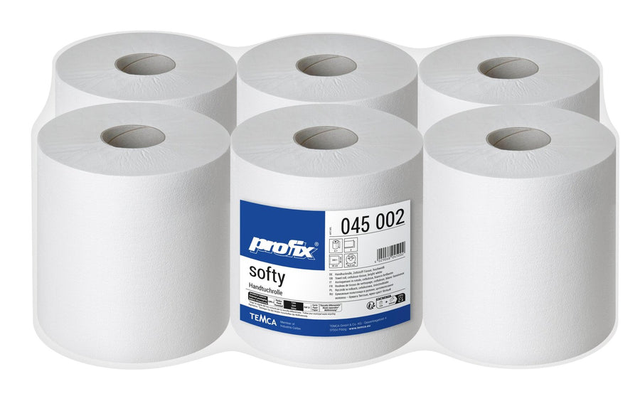 Profix Softy хартиени кърпи на ролка, 2-пластови, целулоза, супер бели, 20 x 36 см, 400 листа – 6 ролки (пакет)