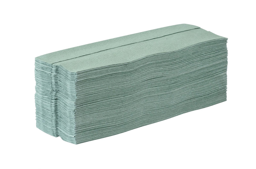 Racon Easy Falthandtücher 1-lagig Recycling-Krepp grün, 25 x 31 cm – Karton mit 3.744 Tüchern (24 x 156)