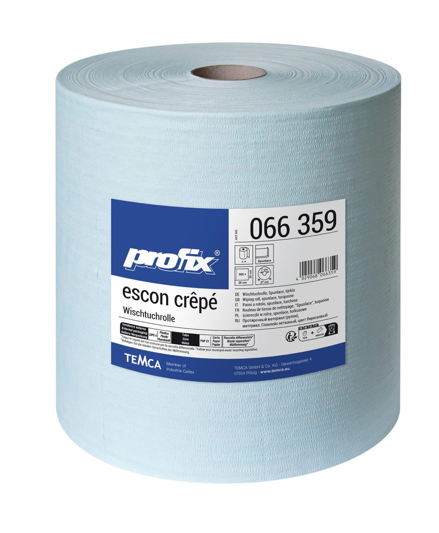 Profix Escon креп ролка за почистване 30 x 38 см, 1-пластова, спанлейс, тюркоаз, крепирана – 1 ролка с 500 листа
