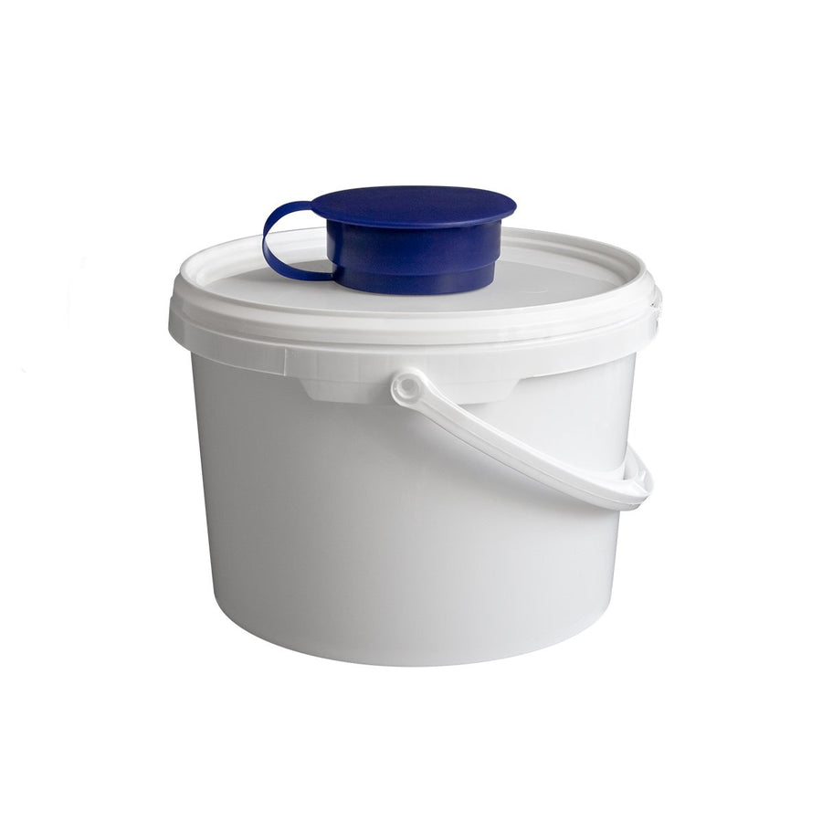 Temdex Spender-Eimer 4,6 l Polypropylen, weiß, Verschluss blau – Karton mit 4 Stück