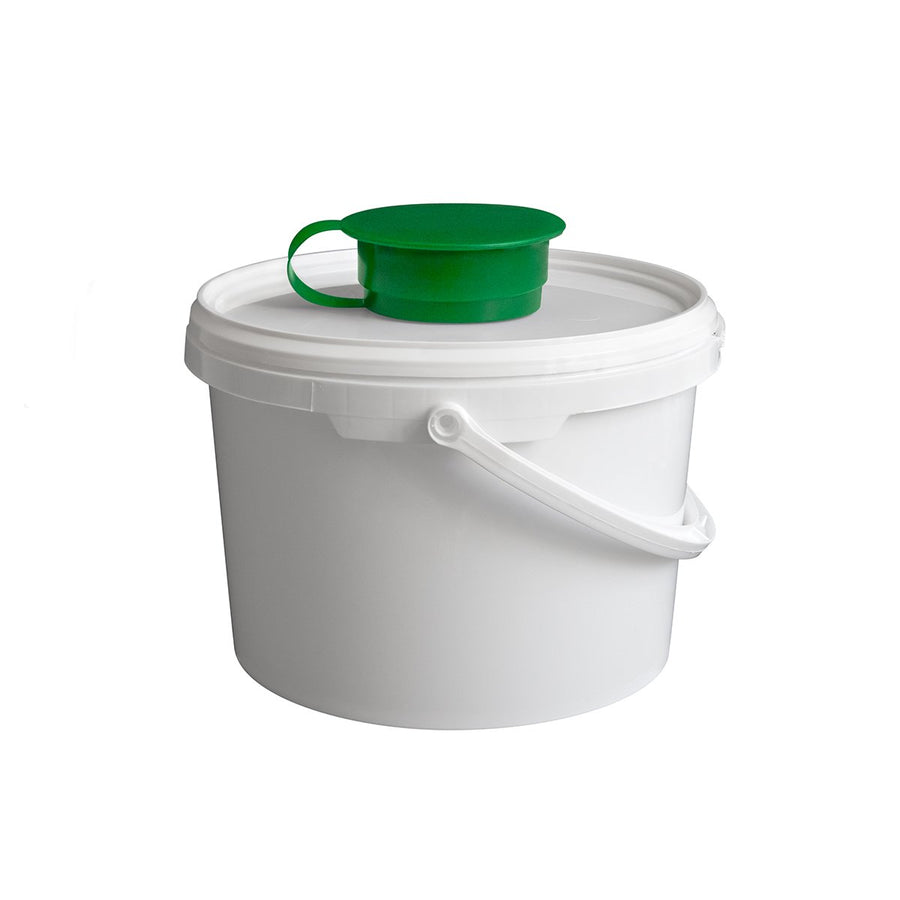 Temdex Spender-Eimer 4,6 l Polypropylen, weiß, Verschluss grün – Karton mit 4 Stück