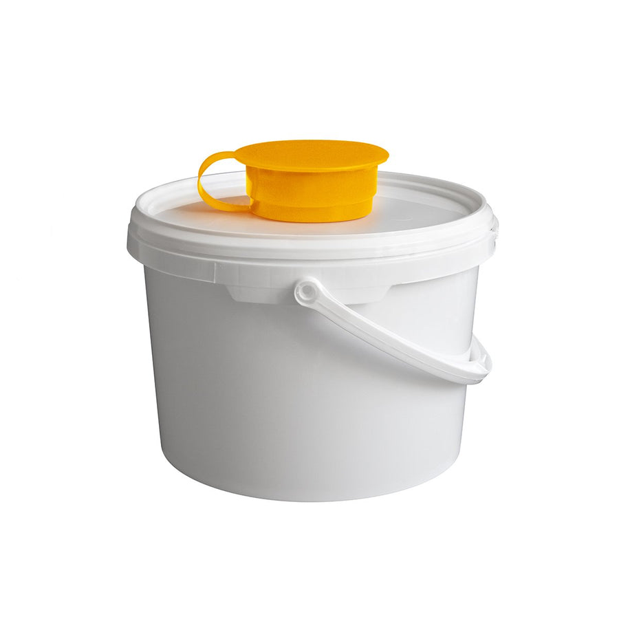 Temdex Spender-Eimer 4,6 l Polypropylen, weiß, Verschluss gelb – Karton mit 4 Stück