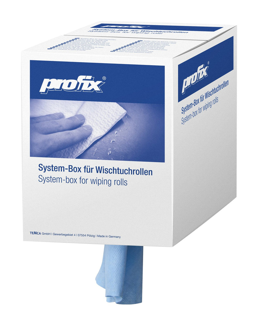 Profix Venet Blue кърпи за почистване на ролка в кутия-диспенсър 32 x 38 см, 1-пластови, нетъкан текстил с перфорация, сини, перфорирани – 1 ролка с 320 листа