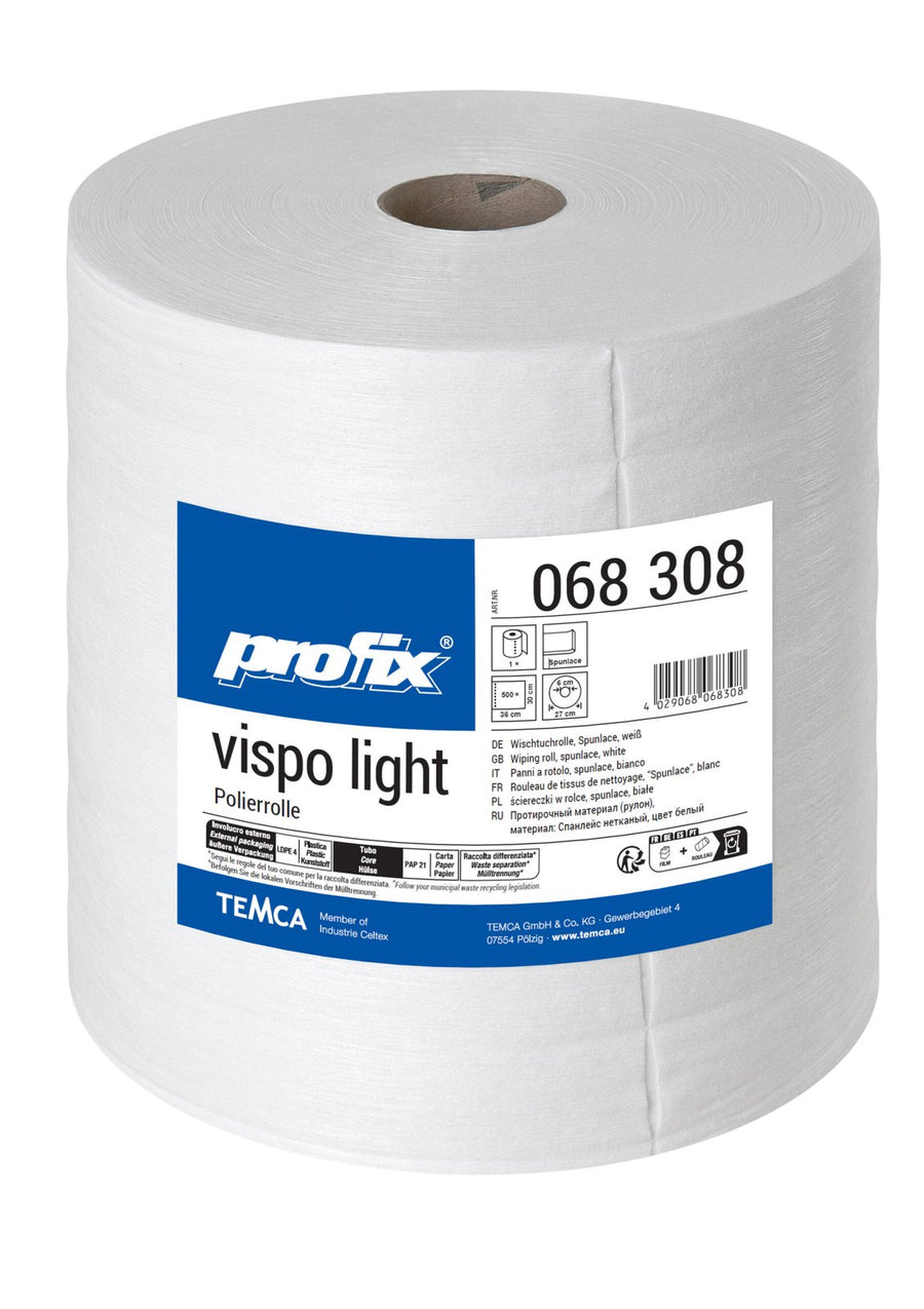 Profix Vispo Light полираща ролка 30 x 36 см, 1-пластова, полиестерен нетъкан текстил, снежнобяла – 1 ролка по 500 листа