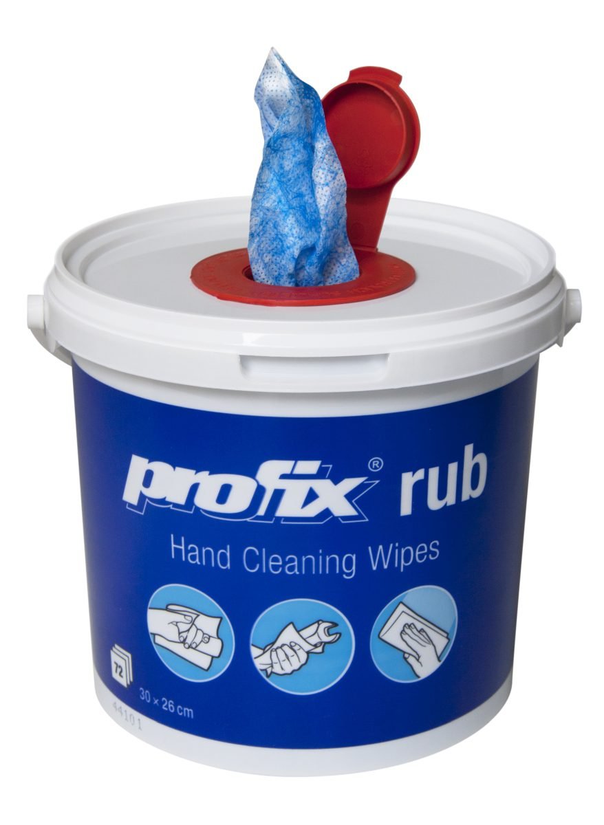 Profix Rub Reinigungstücher 26 x 30 cm, Meltblown, abrasiv, blau – Karton mit 288 Tüchern (4 Eimer à 72)