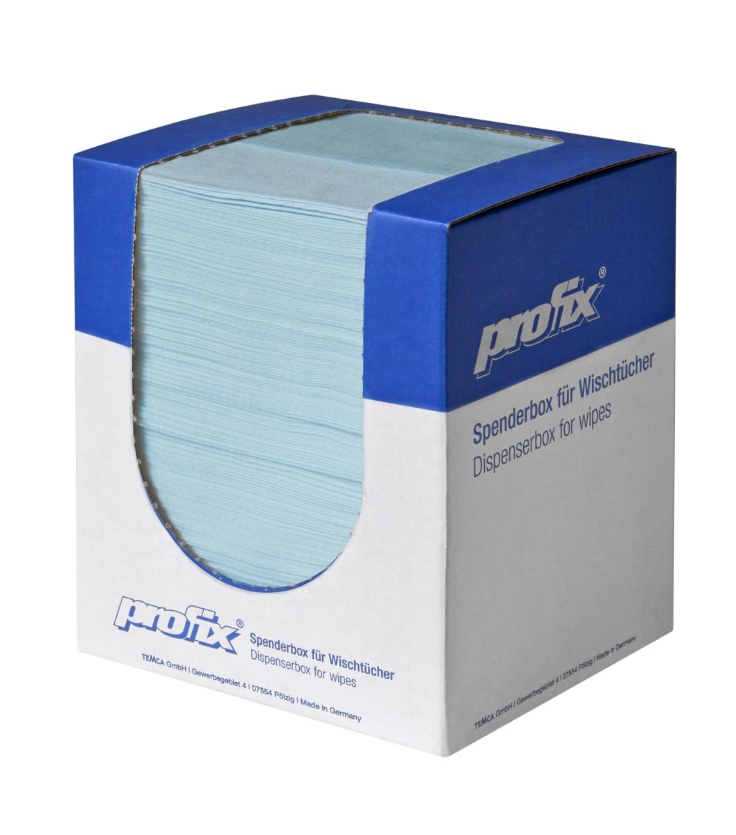 Profix Escon Crêpé Wischtücher Box 30 x 36 cm, 1-lagig, Spunlace, türkis, Z-Falz – Karton mit 600 Tüchern