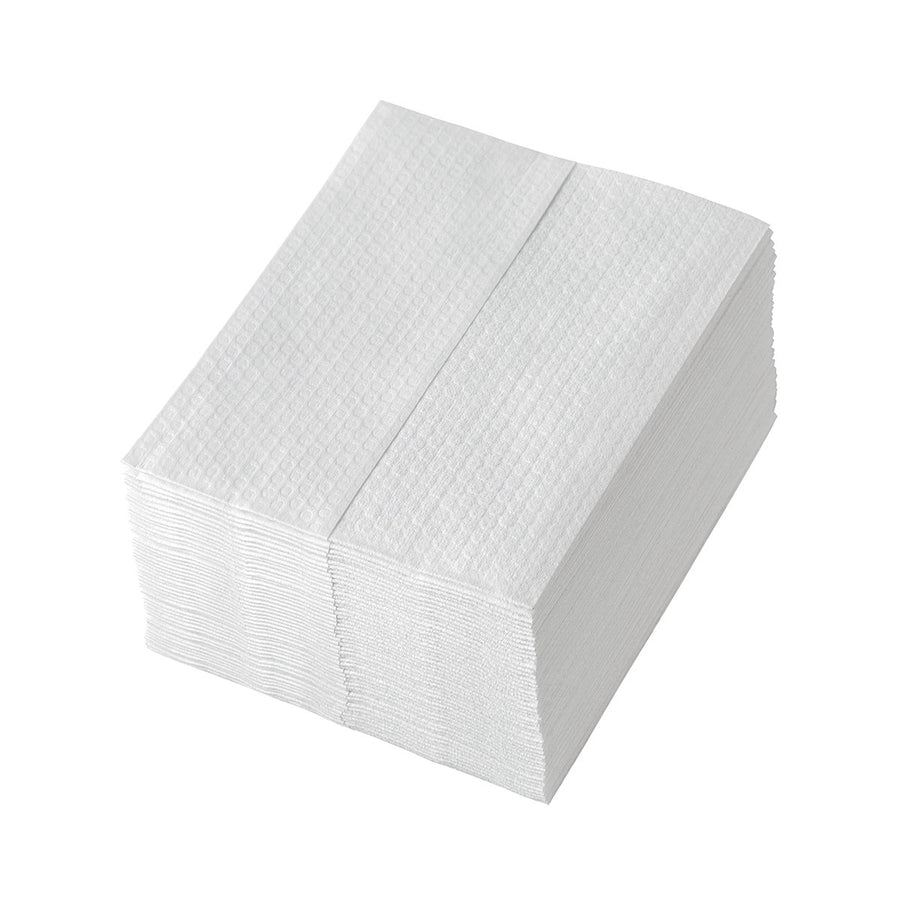 Почистващи кърпи Profix Alpha 29 x 36 см, Spunlace, бели, релефни, Z-сгъвка – кашон с 600 кърпи (12 опаковки по 50 броя)