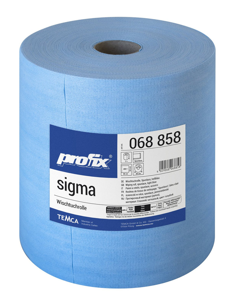 Profix Sigma ролка кърпи за почистване 34 x 36 см, нетъкан текстил (spunlace), светлосиня, релефна – 1 ролка с 400 листа