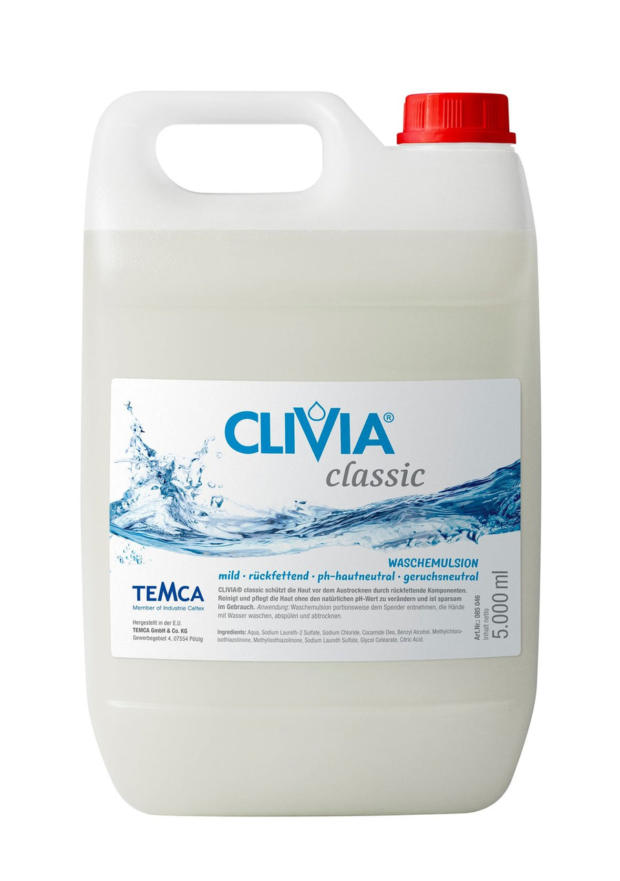 Clivia Classic Spenderseife weiß, rückfettend, 2 x 5 l Kanister – Karton mit 10 Litern