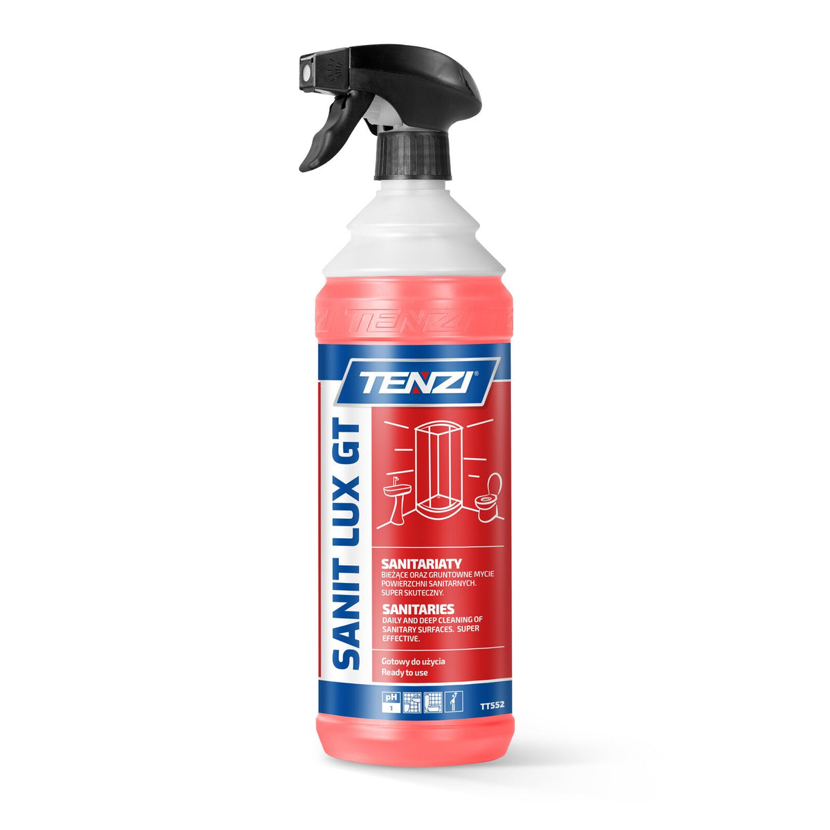 Tenzi SANIT LUX GT Badreiniger gebrauchsfertig 1 L – Flasche mit Sprühkopf