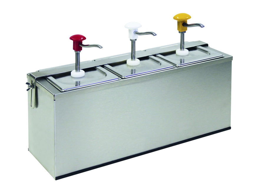 Schneider Druckknopf Dosierspender COOL, Edelstahl, 535 x 185 x 375 mm - 3 x