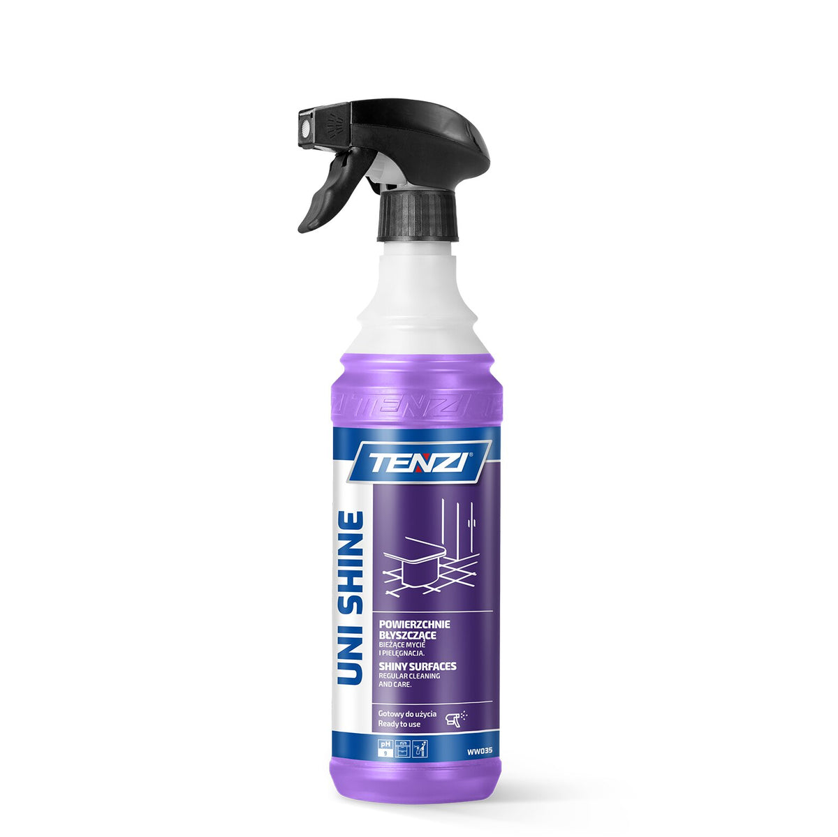Tenzi UNI Shine GT Glanzreiniger für glatte Oberflächen 600 ml – Sprühflasche