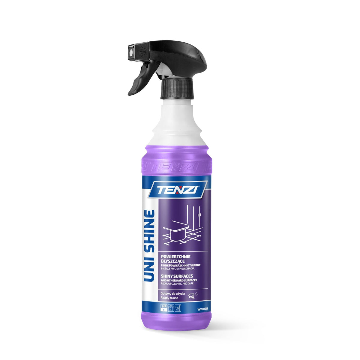 Tenzi UNI Shine GT Glanzreiniger für glatte Oberflächen 600 ml – Sprühflasche